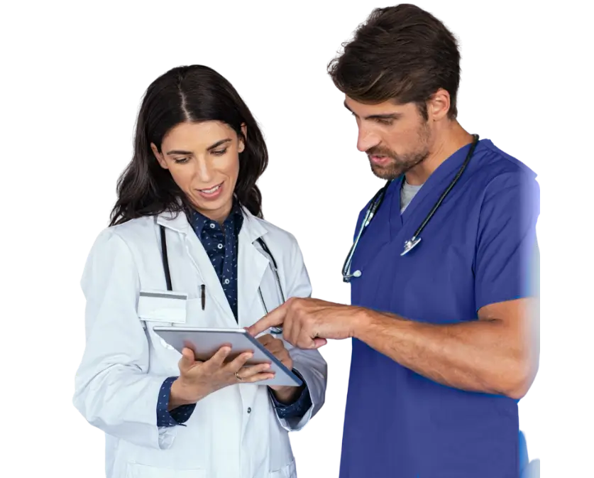 Medical staff reviewing records